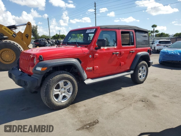 2020 Jeep Wrangler Unlimited Sport S with VIN 1C4HJXDG1LW216926, listed as a Copart auction lot 61456015 with Not provided miles and Salvage title. Bid and sale history available at DreamBid. Image 1.