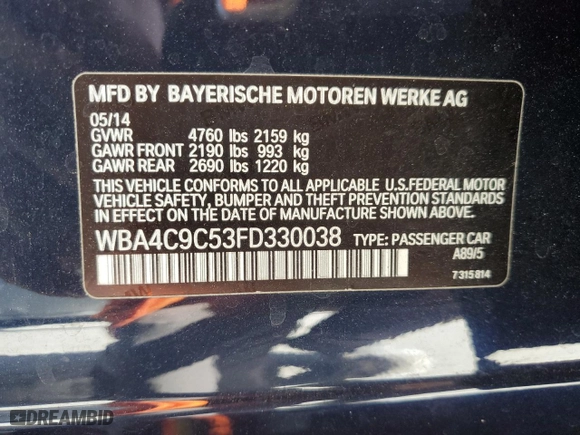 2015 BMW 4 Series 428i xDrive with VIN WBA4C9C53FD330038, listed as a Copart auction lot 77094584 with 123,906 mi miles and Salvage Title. Bid and sale history available at carsss.com. Image 12.