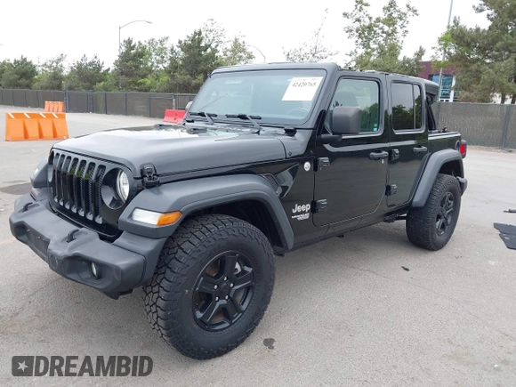 2018 Jeep Wrangler Unlimited Sport S with VIN 1C4HJXDG8JW105612, listed as a IAAI auction lot 42420765 with 54,873 mi miles and . Bid and sale history available at DreamBid. Image 2.