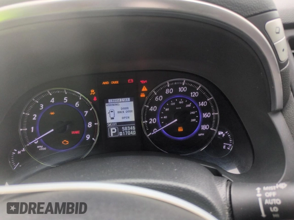 2012 Infiniti FX with VIN JN8BS1MW0CM180251, listed as a Copart auction lot 54678185 with 58,346 mi miles and Salvage Title. Bid and sale history available at DreamBid. Image 9.