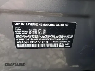 2024 BMW 5 Series 530i xDrive with VIN WBA53FJ03RCR50103, listed as a Copart auction lot 82044264 with 15,686 mi miles and Clean Title. Bid and sale history available at carsss.com. Image 12.