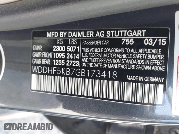 2016 Mercedes-Benz E 350 Sport with VIN WDDHF5KB7GB173418, listed as a IAAI auction lot 41956020 with 72,475 mi miles and . Bid and sale history available at DreamBid. Image 9.