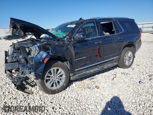 2021 GMC Yukon SLT with VIN 1GKS1BKT8MR388139, listed as a Copart auction lot 87682545 with 0 mi miles and Salvage Title. Bid and sale history available at carsss.com. Image 1.