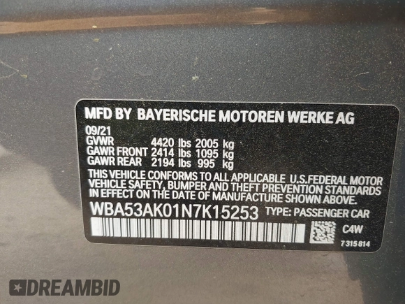 2022 BMW 2 Series 228i with VIN WBA53AK01N7K15253, listed as a IAAI auction lot 42091484 with 29,489 mi miles and . Bid and sale history available at DreamBid. Image 9.