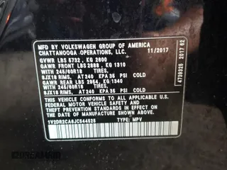 2018 Volkswagen Atlas SE z VIN 1V2DR2CA6JC544525, wystawiony jako Copart lot #55482545 z przebiegiem 131 950 mil mil oraz Szkoda całkowita • Salvage title. Historia ofert i sprzedaży dostępna na DreamBid. Obrazek 12.