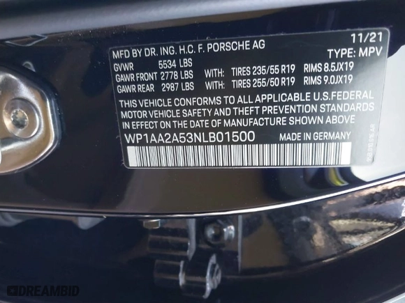 2022 Porsche Macan with VIN WP1AA2A53NLB01500, listed as a IAAI auction lot 41031126 with 25,618 mi miles. Bid and sale history available at carsss.com. Image 9.