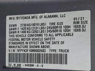 2021 Honda Ridgeline Sport with VIN 5FPYK3F10MB002683, listed as a IAAI auction lot 41695195 with 48,289 mi miles. Bid and sale history available at carsss.com. Image 9.