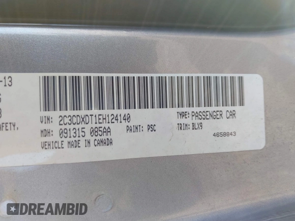 2014 Dodge Charger RT Plus with VIN 2C3CDXDT1EH124140, listed as a IAAI auction lot 41876248 with 127,399 mi miles. Bid and sale history available at carsss.com. Image 9.
