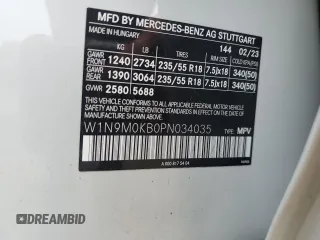 2023 Mercedes-Benz EQB 300 z VIN W1N9M0KB0PN034035, wystawiony jako Copart lot #62622354 z przebiegiem 4 176 mil mil oraz Szkoda całkowita • Salvage title. Historia ofert i sprzedaży dostępna na DreamBid. Obrazek 13.