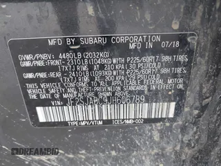 2018 Subaru Forester z VIN JF2SJABC9JH606789, wystawiony jako IAAI lot #42143762 z przebiegiem 70 695 mil mil oraz . Historia ofert i sprzedaży dostępna na DreamBid. Obrazek 9.