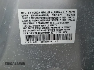 2009 Honda Pilot EX-L with VIN 5FNYF48589B034307, listed as a Copart auction lot 52357235 with 198,843 mi miles and Non Repairable. Bid and sale history available at carsss.com. Image 15.