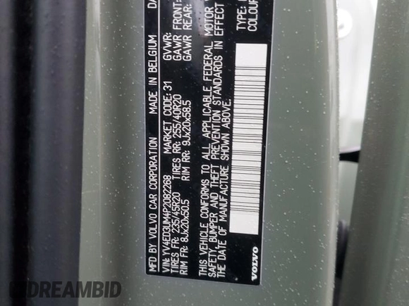 2023 Volvo XC40 Ultimate with VIN YV4ED3UM4P2082268, listed as a Copart auction lot 86438864 with 59,922 mi miles and Salvage title. Bid and sale history available at DreamBid. Image 15.