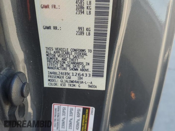 2009 Nissan Altima 3.5 SE with VIN 1N4BL24E89C126433, listed as a Copart auction lot 74110244 with 107,696 mi miles and Salvage Title. Bid and sale history available at carsss.com. Image 15.