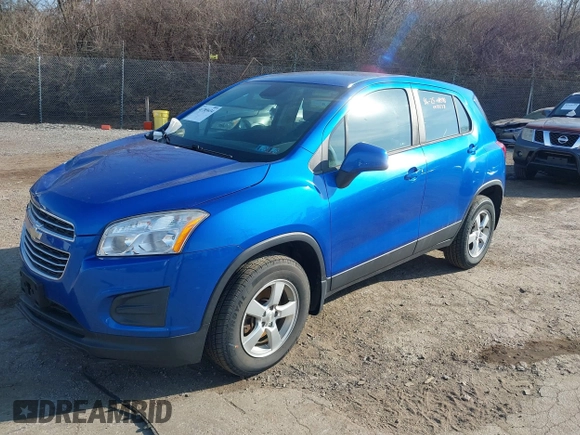 2016 Chevrolet Trax LS with VIN KL7CJNSB3GB757122, listed as a IAAI auction lot 41785634 with 74,143 mi miles. Bid and sale history available at carsss.com. Image 2.