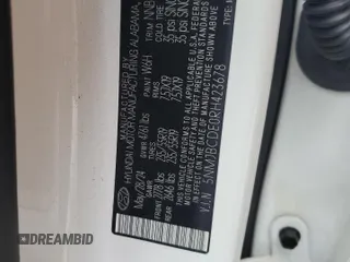 2024 Hyundai Tucson SEL z VIN 5NMJBCDE0RH423678, wystawiony jako Copart lot #54406765 z przebiegiem 16 521 mil mil oraz Szkoda całkowita • Salvage title. Historia ofert i sprzedaży dostępna na DreamBid. Obrazek 13.