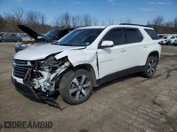 2022 Chevrolet Traverse LT z VIN 1GNEVHKW7NJ156164, wystawiony jako Copart lot #50160045 z przebiegiem 45 424 mil mil oraz Szkoda całkowita • Salvage title. Historia ofert i sprzedaży dostępna na DreamBid. Obrazek 1.
