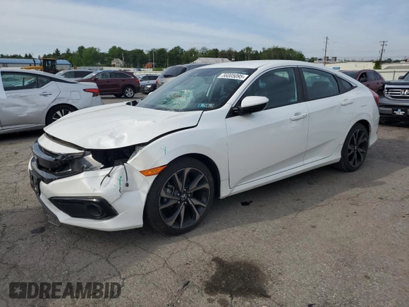 2019 Honda Civic Sport with VIN 2HGFC2F89KH594162, listed as a Copart auction lot 56005095 with 32,870 mi miles and Salvage title. Bid and sale history available at DreamBid. Image 1.