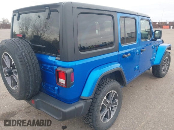 2023 Jeep Wrangler Sahara with VIN 1C4HJXEN4PW702181, listed as a IAAI auction lot 41808434 with 44,291 mi miles. Bid and sale history available at carsss.com. Image 4.