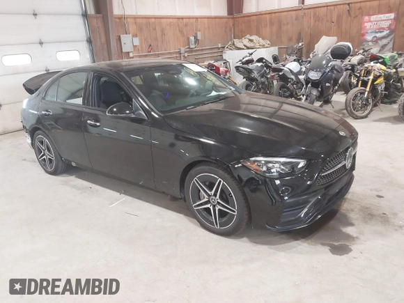 2023 Mercedes-Benz C 300 with VIN W1KAF4HB9PR143279, listed as a IAAI auction lot 42394162 with 19,388 mi miles and . Bid and sale history available at DreamBid. Image 1.