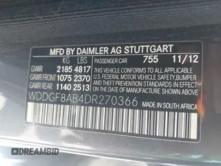 2013 Mercedes-Benz C-Class C 300 Sport with VIN WDDGF8AB4DR270366, listed as a IAAI auction lot 41964712 with 164,398 mi miles. Bid and sale history available at carsss.com. Image 9.