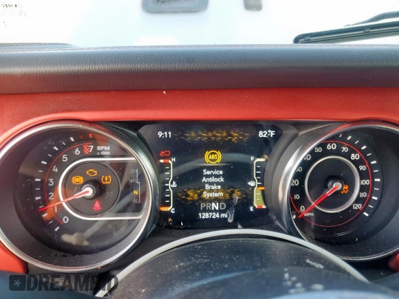 2021 Jeep Wrangler Unlimited Rubicon with VIN 1C4HJXFG0MW616829, listed as a Copart auction lot 61041425 with 128,724 mi miles and Salvage title. Bid and sale history available at DreamBid. Image 9.