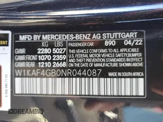 2022 Mercedes-Benz C 300 z VIN W1KAF4GB0NR044087, wystawiony jako Copart lot #40798644 z przebiegiem Nie podano mil oraz . Historia ofert i sprzedaży dostępna na DreamBid. Obrazek 14.