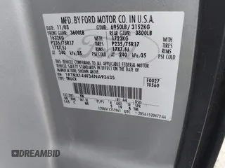 2004 Ford F-150 STX z VIN 1FTRX14W34NA93435, wystawiony jako IAAI lot #42736112 z przebiegiem Nie podano mil oraz . Historia ofert i sprzedaży dostępna na DreamBid. Obrazek 9.