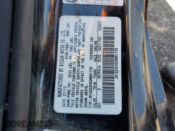 2013 Nissan 370Z with VIN JN1AZ4EH6DM881739, listed as a Copart auction lot 73293644 with 175,312 mi miles and Salvage Title. Bid and sale history available at carsss.com. Image 12.