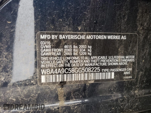 2016 BMW 4 Series 428i с VIN WBA4A9C58GG508225, выставлен на аукционе Copart как лот 51335885 с пробегом 56 566 миль миль и Списание • Salvage title. История ставок и продаж доступна на DreamBid. Изображение 15.