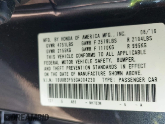 2016 Acura TLX Technology with VIN 19UUB3F55GA004230, listed as a IAAI auction lot 41930882 with 149,670 mi miles and . Bid and sale history available at DreamBid. Image 9.