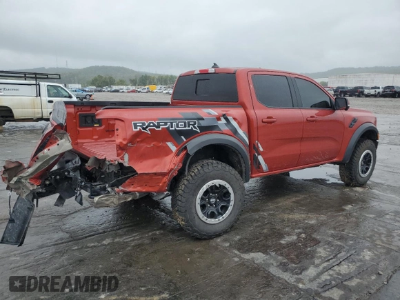 2024 Ford Ranger Raptor with VIN 1FTER4LRXRLE11947, listed as a Copart auction lot 68929944 with 7,512 mi miles and Salvage Title. Bid and sale history available at carsss.com. Image 3.