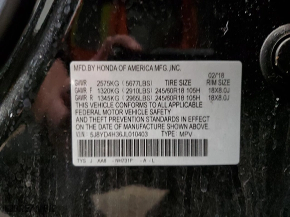 2018 Acura MDX with VIN 5J8YD4H36JL010403, listed as a Copart auction lot 44567935 with 69,633 mi miles and Clean Title. Bid and sale history available at carsss.com. Image 13.