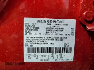2025 Ford Explorer ST with VIN 1FMWK8GC6SGA71809, listed as a Copart auction lot 49919755 with 0 mi miles and Salvage Title. Bid and sale history available at carsss.com. Image 13.