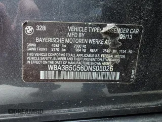 2013 BMW 3 Series 328i xDrive with VIN WBA3B5G56DNS05026, listed as a Copart auction lot 49681775 with 128,517 mi miles and Clean Title. Bid and sale history available at carsss.com. Image 10.