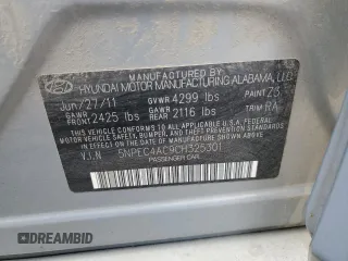 2012 Hyundai Sonata Limited with VIN 5NPEC4AC9CH325301, listed as a Copart auction lot 55171175 with 144,376 mi miles and Clean Title. Bid and sale history available at carsss.com. Image 12.