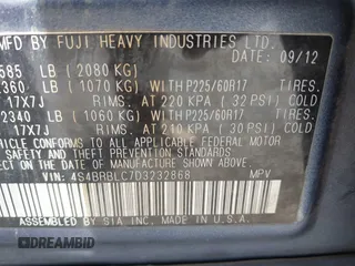 2013 Subaru Outback Limited with VIN 4S4BRBLC7D3232868, listed as a IAAI auction lot 42172681 with 148,328 mi miles and . Bid and sale history available at DreamBid. Image 9.