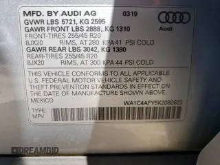 2019 Audi SQ5 Prestige with VIN WA1C4AFY5K2082622, listed as a Copart auction lot 48121033 with 30,089 mi miles. Bid and sale history available at carsss.com. Image 12.