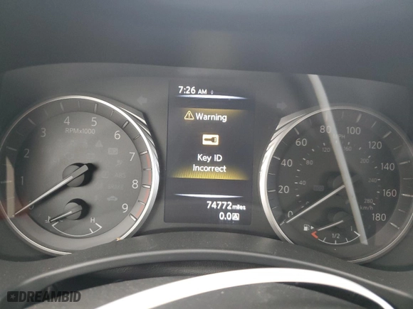 2019 Infiniti Q50 3.0t LUXE with VIN JN1EV7AP6KM542245, listed as a Copart auction lot 48383735 with 74,772 mi miles and Salvage Title. Bid and sale history available at carsss.com. Image 9.
