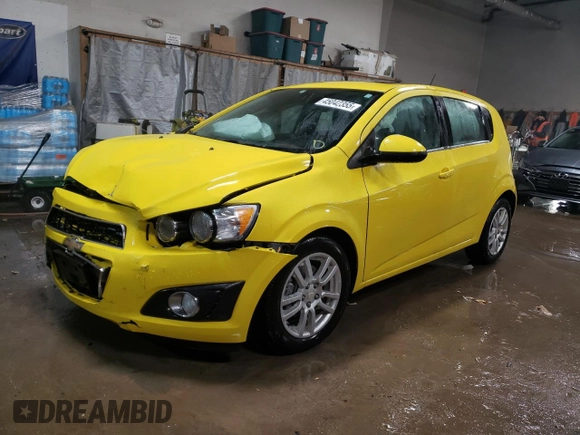 2016 Chevrolet Sonic LT with VIN 1G1JC6SB3G4108587, listed as a Copart auction lot 45042355 with 104,899 mi miles and Salvage Title. Bid and sale history available at carsss.com. Image 1.