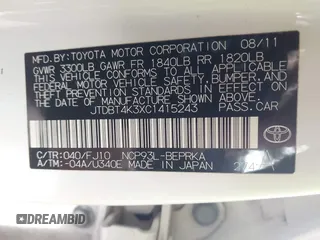 2012 Toyota Yaris z VIN JTDBT4K3XC1415243, wystawiony jako IAAI lot #42251811 z przebiegiem 198 838 mil mil oraz . Historia ofert i sprzedaży dostępna na DreamBid. Obrazek 9.