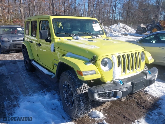2023 Jeep Wrangler 4xe Sahara with VIN 1C4JJXP66PW580527, listed as a IAAI auction lot 41261127 with 15,100 mi miles. Bid and sale history available at carsss.com. Image 1.