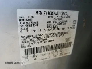 2015 Ford Explorer z VIN 1FM5K7B87FGA31592, wystawiony jako Copart lot #53873135 z przebiegiem 215 858 mil mil oraz Szkoda całkowita • Salvage title. Historia ofert i sprzedaży dostępna na DreamBid. Obrazek 13.