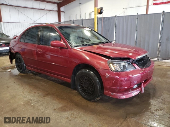 2003 Honda Civic EX with VIN 2HGES25743H588214, listed as a Copart auction lot 51845065 with 194,677 mi miles and Salvage Title. Bid and sale history available at DreamBid. Image 4.
