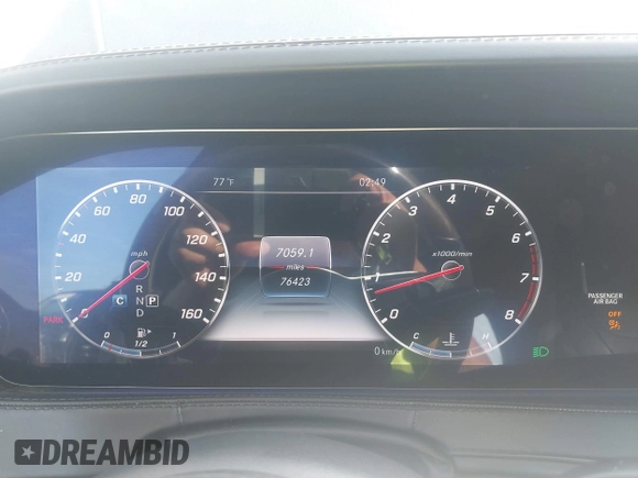 2018 Mercedes-Benz S 560 with VIN WDDUG8DB0JA385097, listed as a IAAI auction lot 41384874 with 76,423 mi miles and . Bid and sale history available at carsss.com. Image 7.