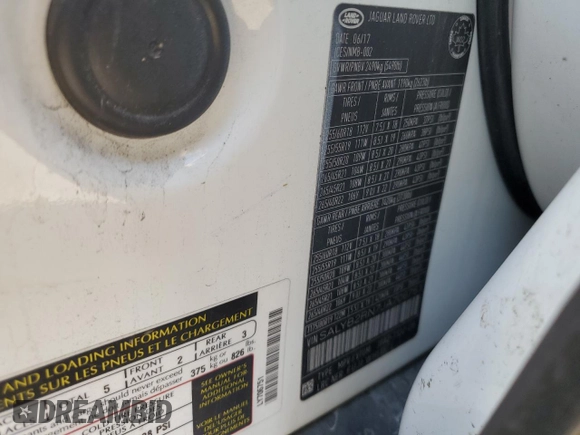 2018 Land Rover Range Rover Velar S with VIN SALYB2RN7JA706751, listed as a Copart auction lot 57106895 with 126,670 mi miles and Salvage Title. Bid and sale history available at DreamBid. Image 12.