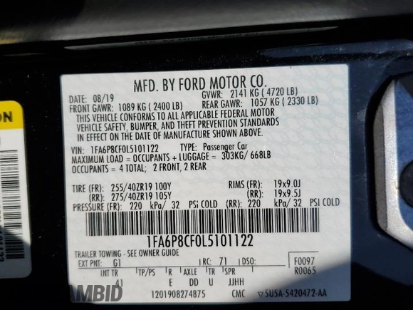 2020 Ford Mustang GT z VIN 1FA6P8CF0L5101122, wystawiony jako Copart lot #64829145 z przebiegiem 28 632 mil mil oraz Szkoda całkowita • Salvage title. Historia ofert i sprzedaży dostępna na DreamBid. Obrazek 13.