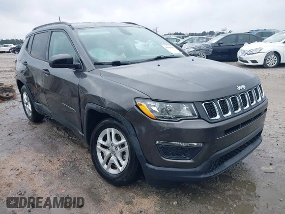 2018 Jeep Compass Sport with VIN 3C4NJCAB9JT211187, listed as a IAAI auction lot 41065430 with 1 mi miles. Bid and sale history available at carsss.com. Image 1.