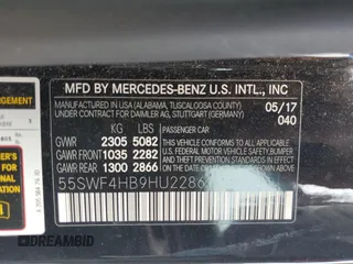 2017 Mercedes-Benz C 350e with VIN 55SWF4HB9HU228631, listed as a Copart auction lot 61322073 with 92,613 mi miles and . Bid and sale history available at DreamBid. Image 12.