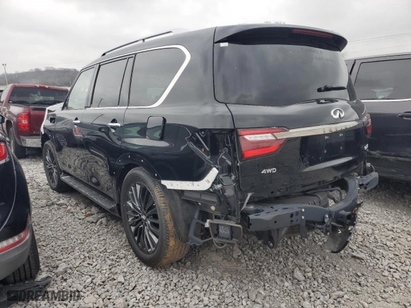 2023 Infiniti QX80 LUXE with VIN JN8AZ2AE2P9305607, listed as a Copart auction lot 78931884 with 8,997 mi miles and Salvage Title. Bid and sale history available at carsss.com. Image 2.