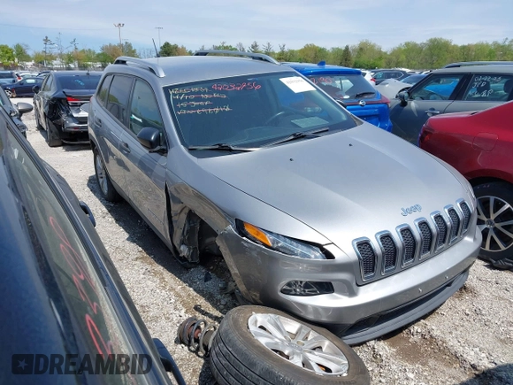 2015 Jeep Cherokee Sport with VIN 1C4PJLAB2FW696010, listed as a IAAI auction lot 42032956 with 88,323 mi miles. Bid and sale history available at carsss.com. Image 1.